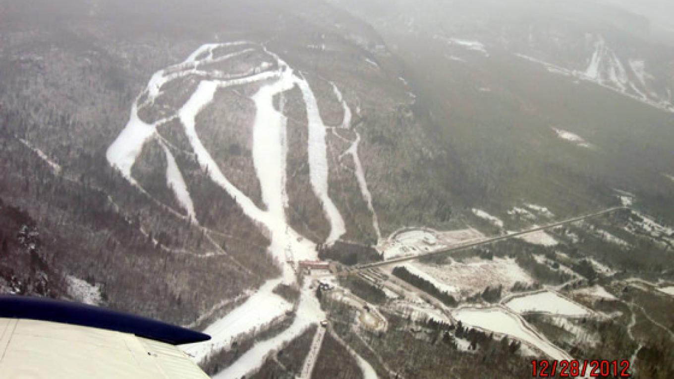 Loch Lomond in Canada - a view of a ski area from an airplane.