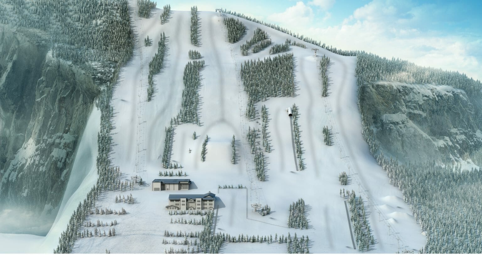 Ski Saint-Bruno in Canada - a snow covered mountain with a house on it.