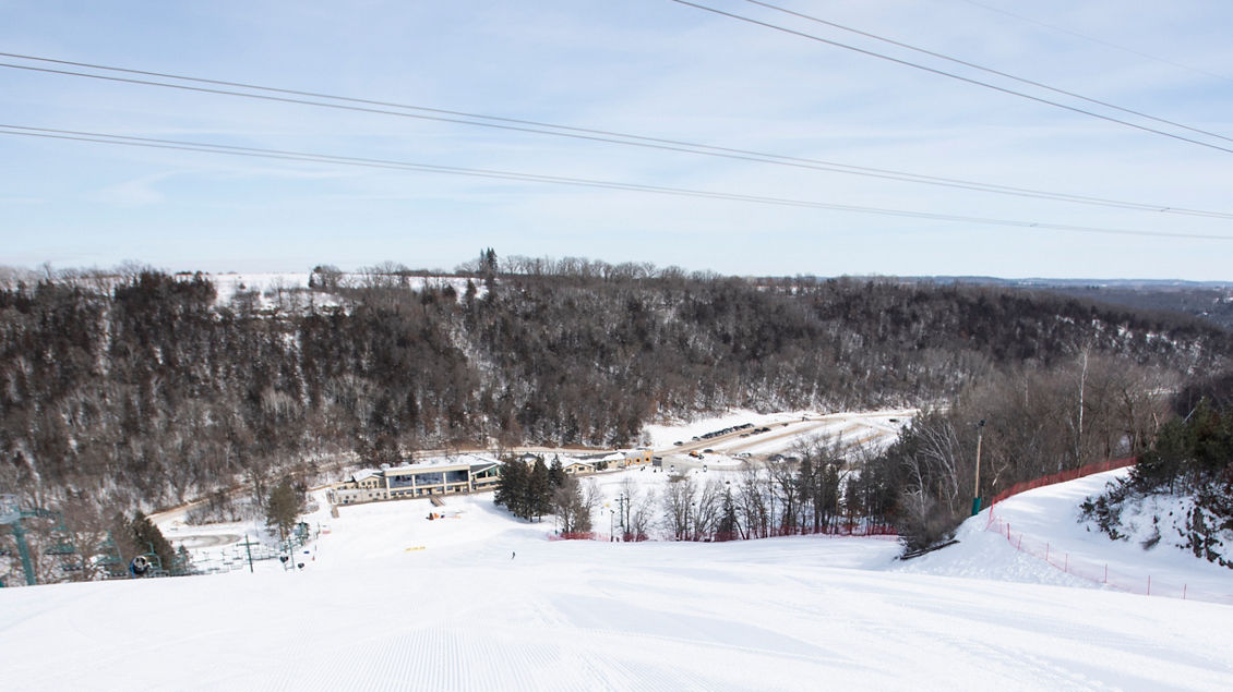 Afton Alps in USA - a view from the top of a ski slope.