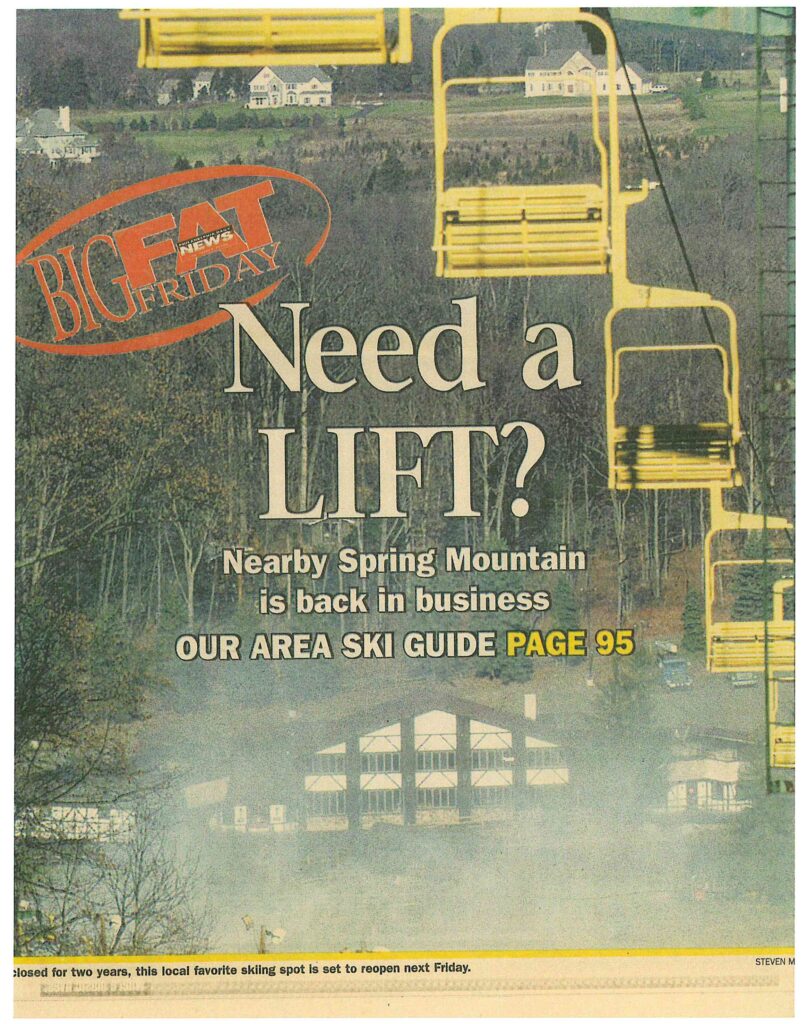 Spring Mountain in USA - a magazine cover with an image of a ski lift.