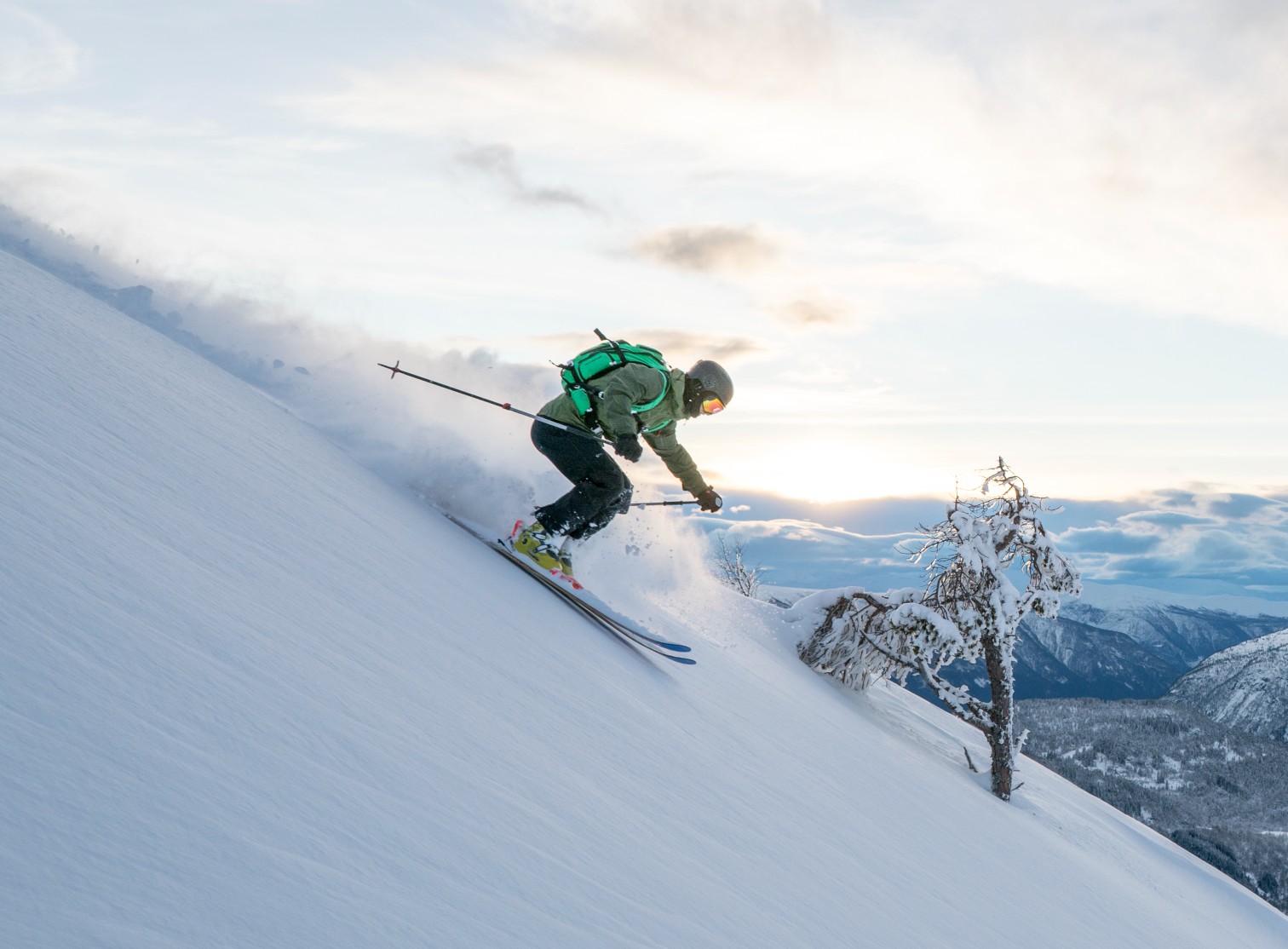 Sogn Skisenter in Norway - a person skiing down the side of a mountain.