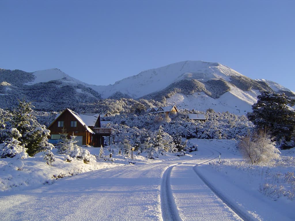 Mt Lyford in New Zealand - snow on the ground.