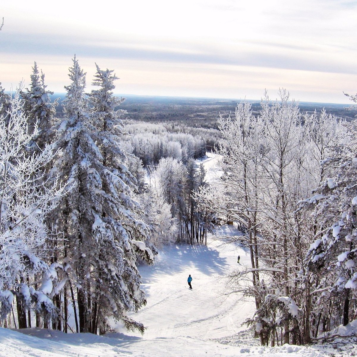 Mount Jamieson in Canada - a person skiing down a snow covered hill.