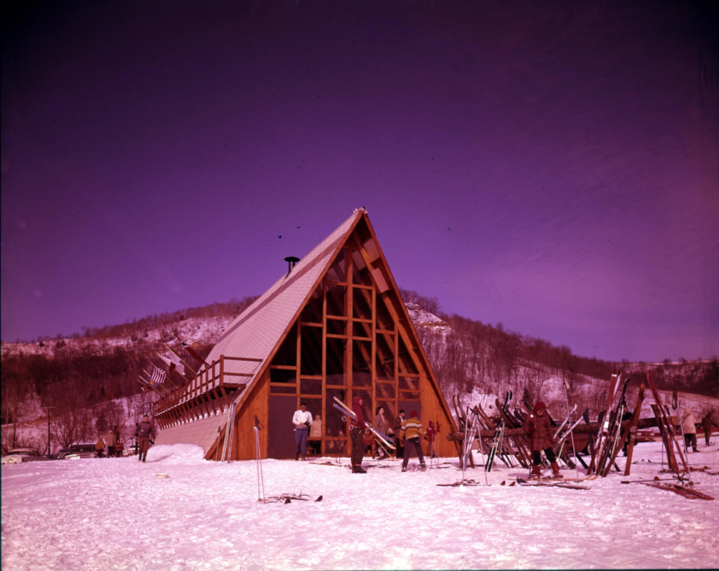 Mt. La Crosse in USA - a group of people standing in the snow.