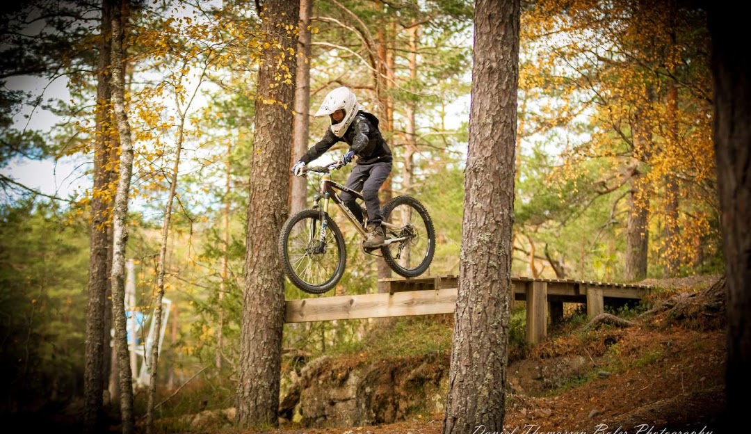 A mountain bike prominently featured in a setting in Drammen Buskerud Norway.