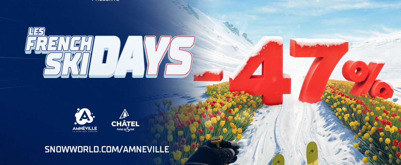 SnowWorld Amnéville in France - a picture of a snowboarder in a field of flowers.