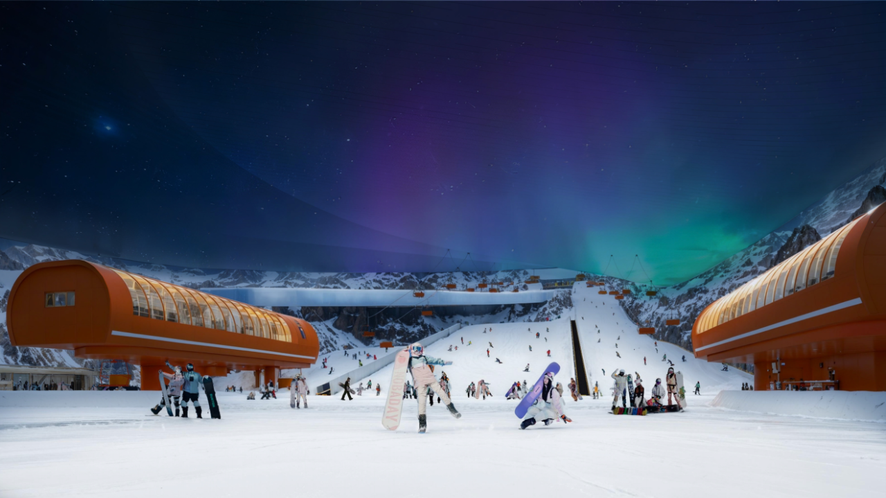 SnowWorld Amnéville in France - the sky is blue.