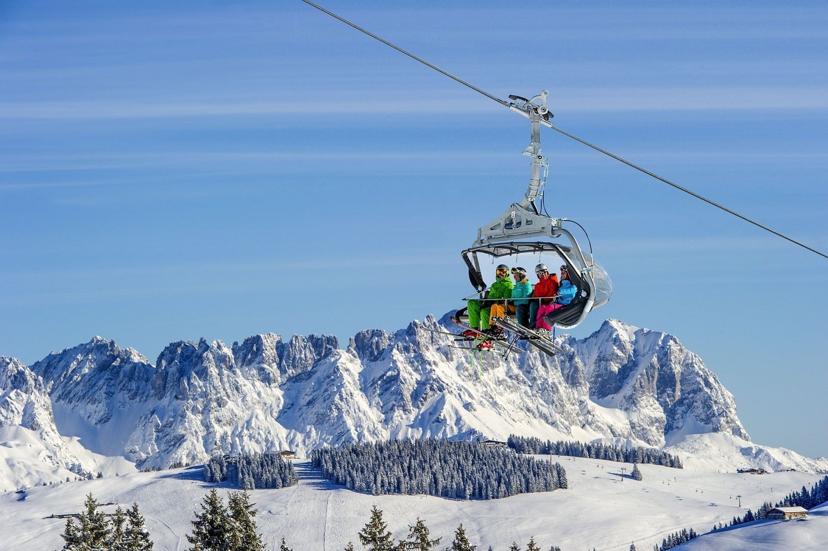 Tirolina – Hinterthiersee in Austria - a person riding a ski lift in the mountains.