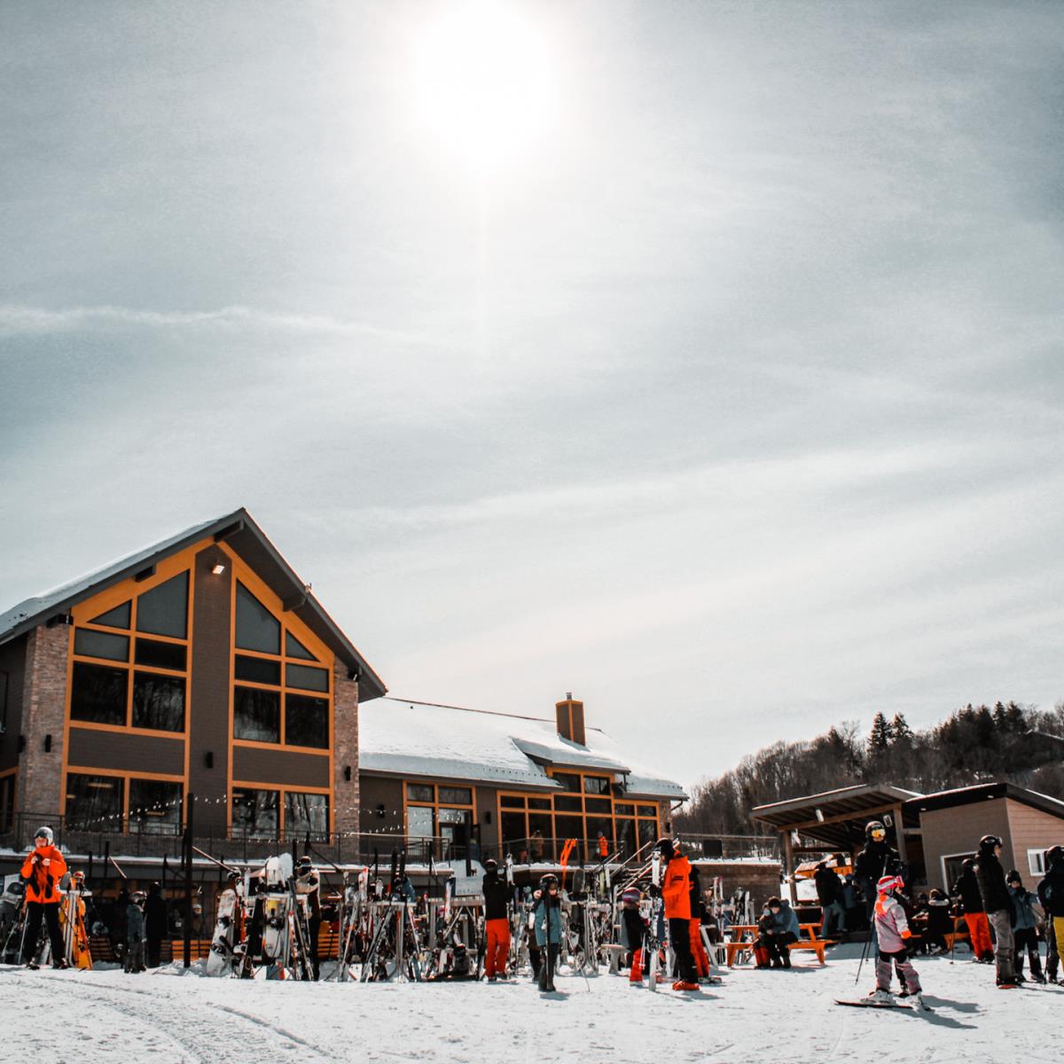 Vallée du Parc in Canada - a group of people standing in the snow.