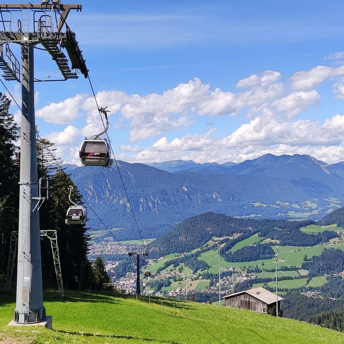 Reitherkogelbahn in Austria - a ski lift going up the side of a mountain.