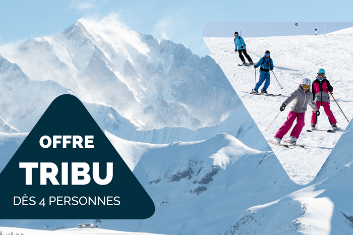 Image featuring a charming chalet amidst a busy ski resort in Espace Diamant, France. Winter sports enthusiasts, including a snowboarder, are enjoying the snow-covered slopes.