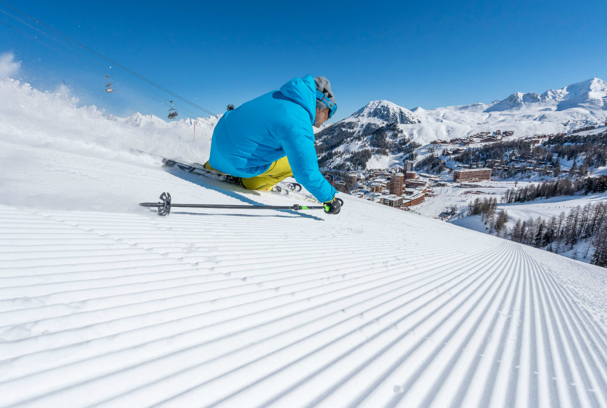 La Serra in France - a person skiing down the side of a mountain.