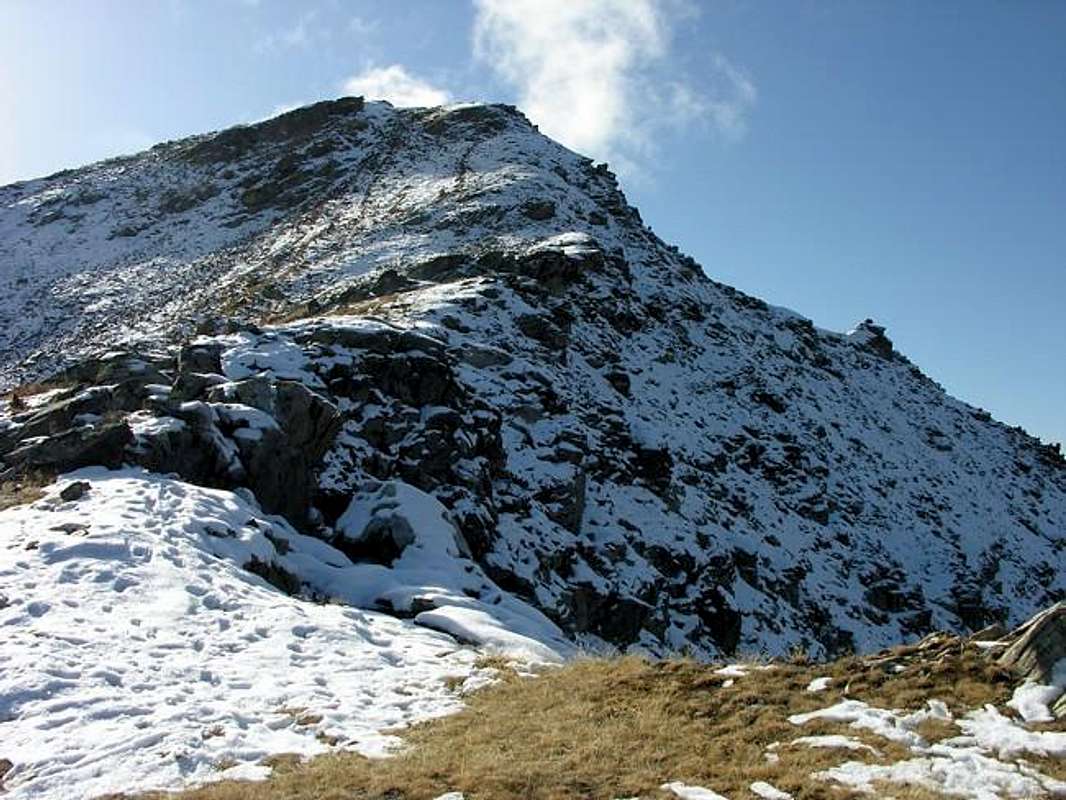 Colle di Joux in Italy - a mountain with snow on it's sides.