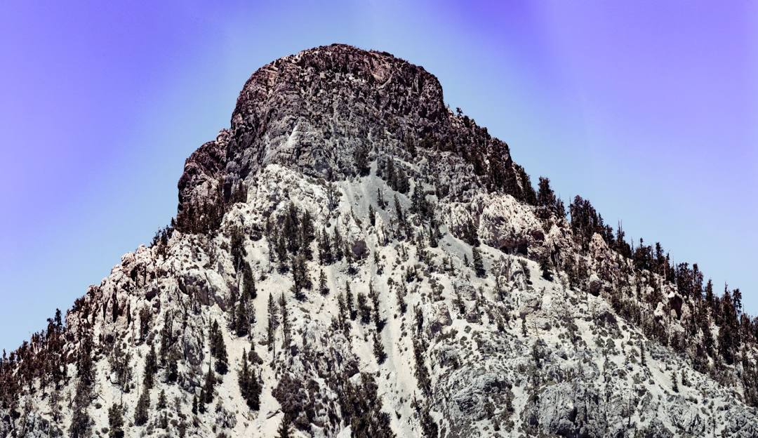 View of the majestic, snow-capped mountain at Las Vegas Ski and Snowboard Resort – Lee Canyon in Las Vegas, Nevada, USA.