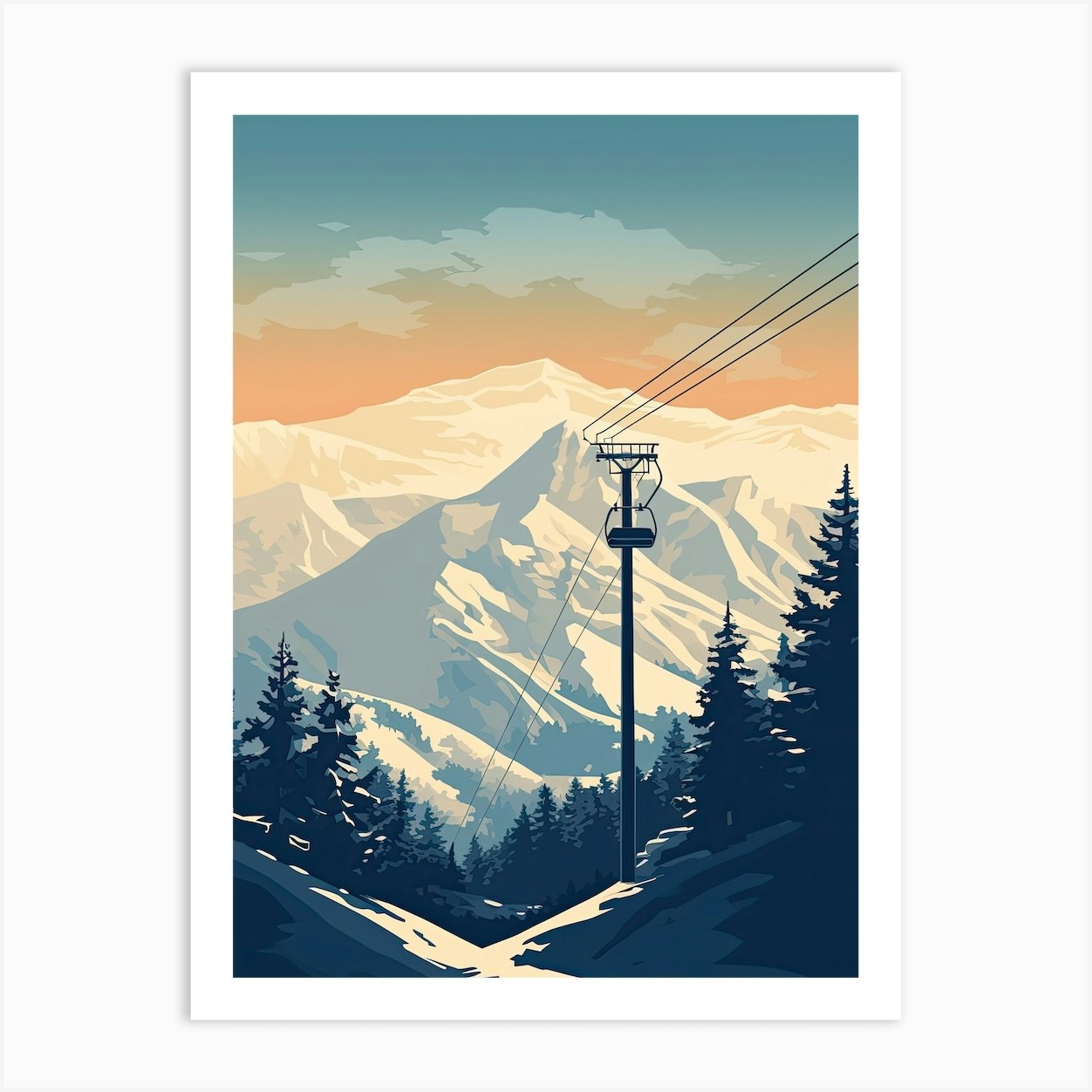 Snowbird in USA - a poster of a ski lift in the mountains.