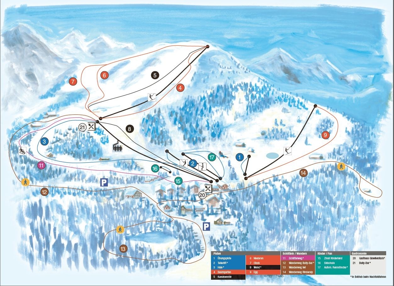 A picturesque image from Mörlialp featuring a quintessential Swiss ski resort amidst a serene winter landscape. Visible elements include a functioning ski lift and a charming chalet.
