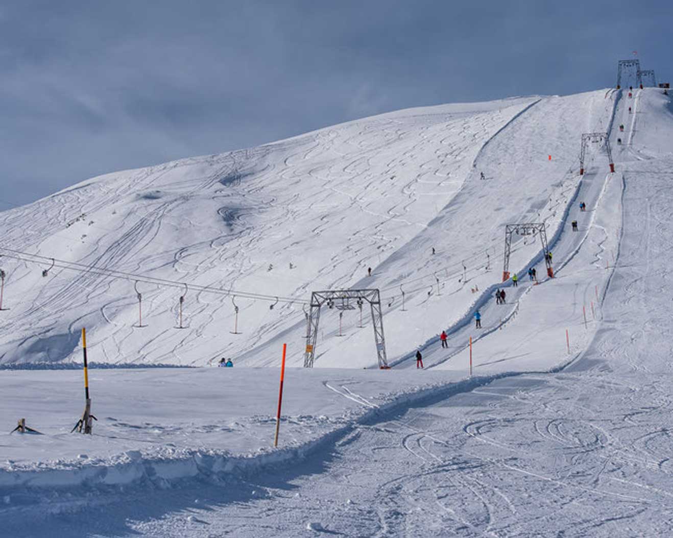 Mörlialp in Switzerland - a snow covered ski slope.