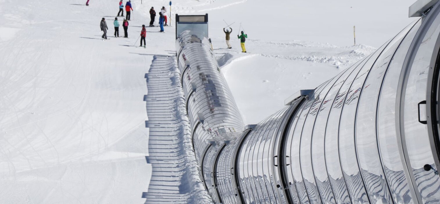 Brunnalm - Hohe Veitsch in Austria - a group of people walking down a snowy slope.