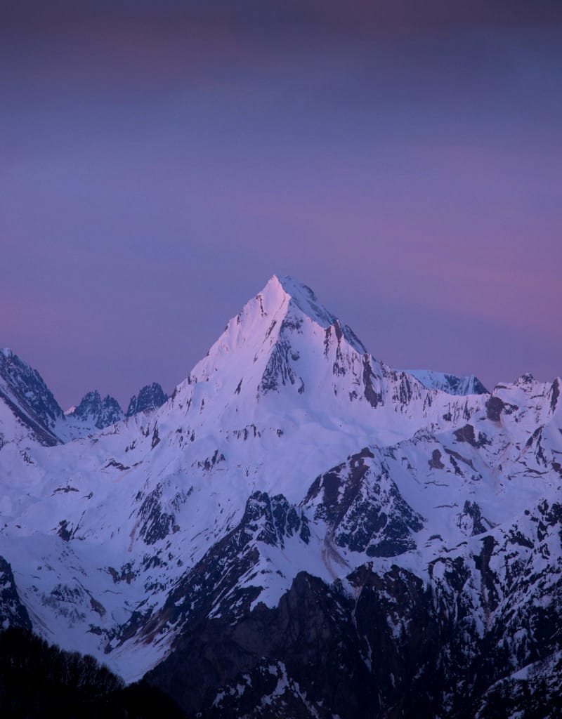Hautacam in France - the mountains are covered in snow.