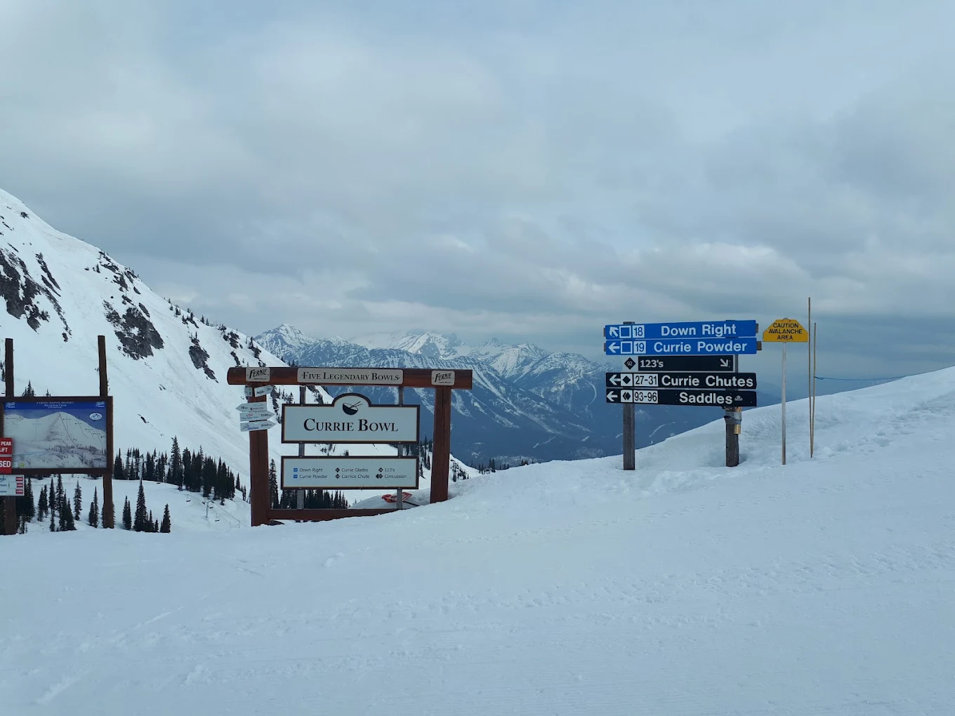 Fernie in Canada - a sign on the side of a snowy mountain.