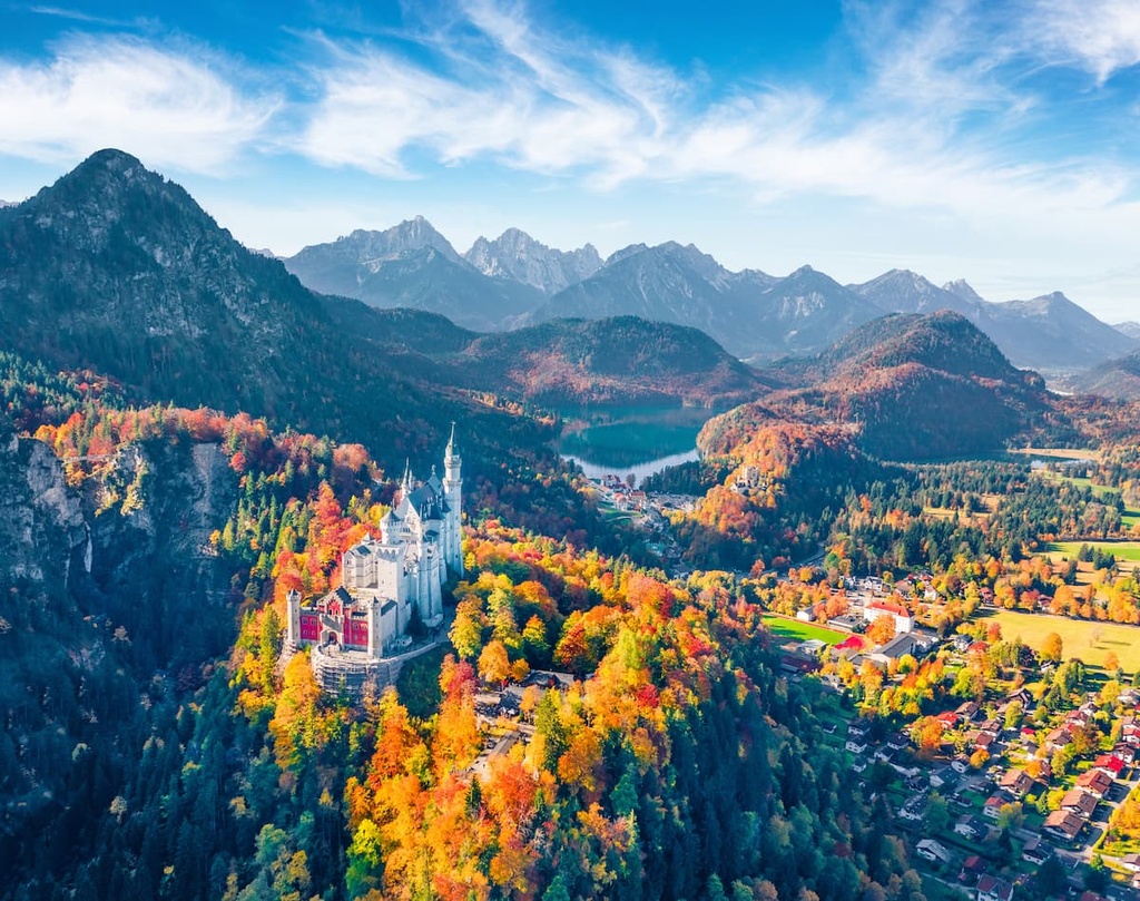 Wendelstein – Brannenburg | Osterhofen in Germany - an aerial view of the bavarian alps in autumn.