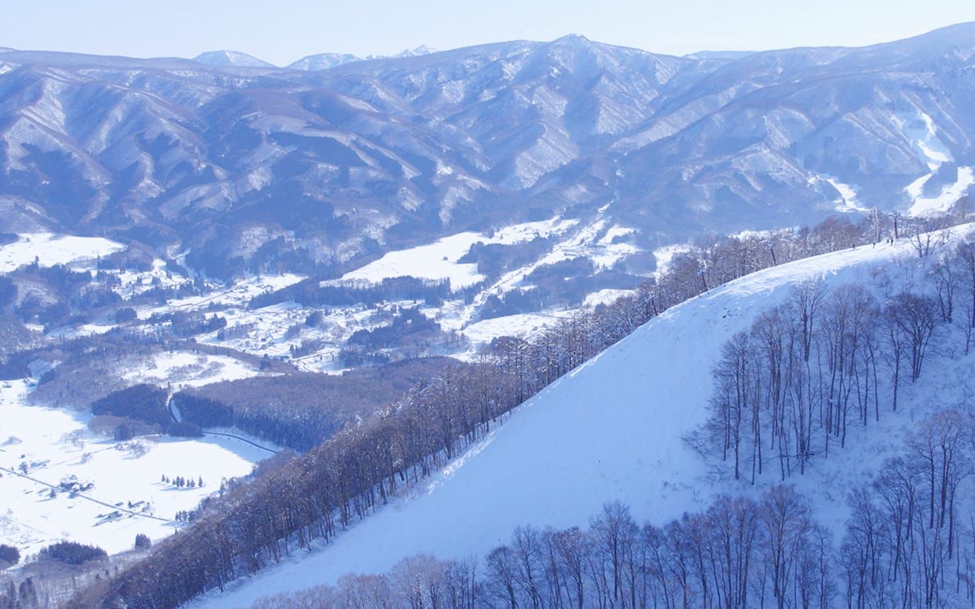 The Cupid of Romance in Japan - snow on the mountains.