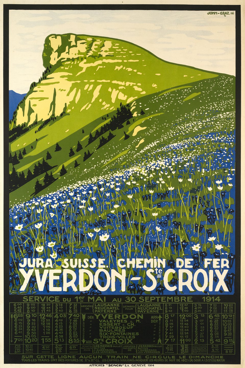 Ste-Croix - Les Rasses in Switzerland - an image of a mountain with a blue sky above it.