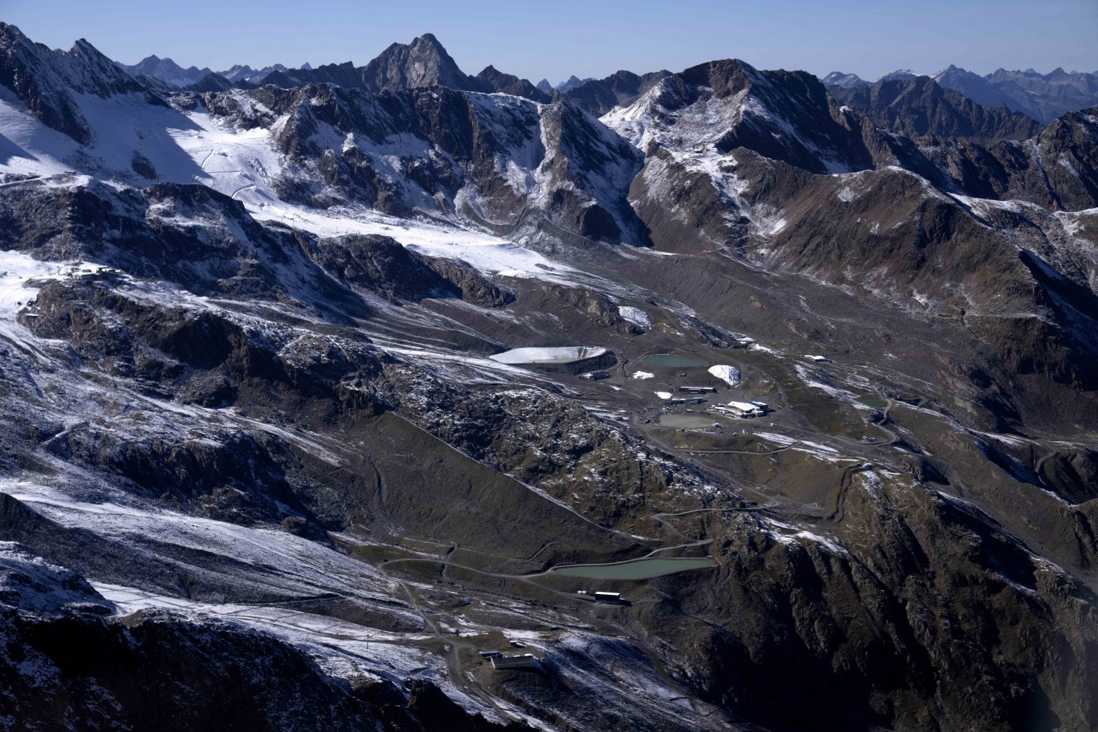 Stubai Glacier in Austria - a view from the top of the mountain range.