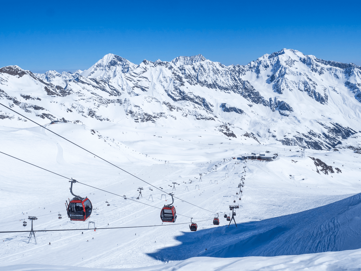 Stubai Glacier in Austria - a clear blue sky.