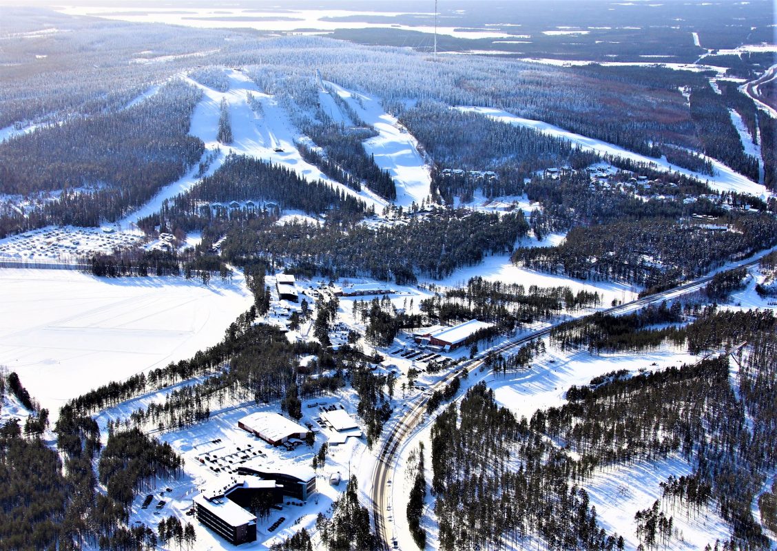 Vuokatti in Finland: a ski resort surrounded by trees and snow.