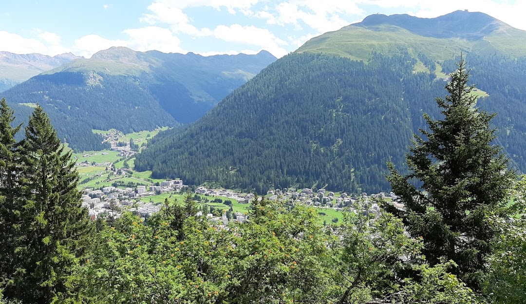Image showcasing the stunning challet at Berghotel Schatzalp, situated amidst the serene and picturesque mountainous landscapes of SlowMountain Schatzalp-Strela in Eastern Switzerland.
