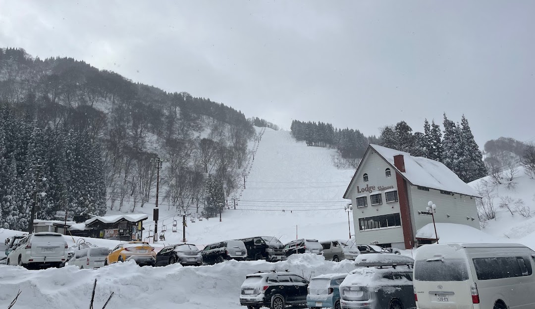 A picturesque ski resort in Taira, Japan, bustling with winter sports activities amidst stunning winter scenery. Majestic mountains and a ski lift add to the enchantment of the scene.
