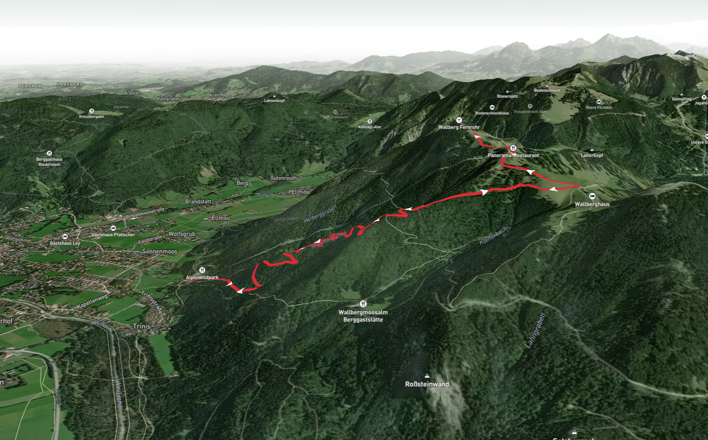 Wallberg in Germany - the route to the top of the mountain.