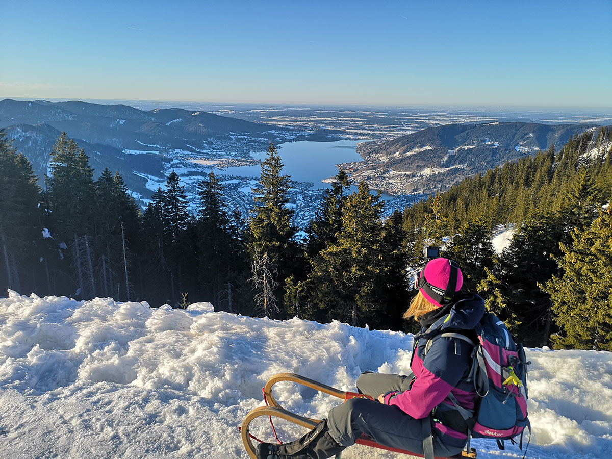 Wallberg in Germany - a person sitting in the snow on a mountain.