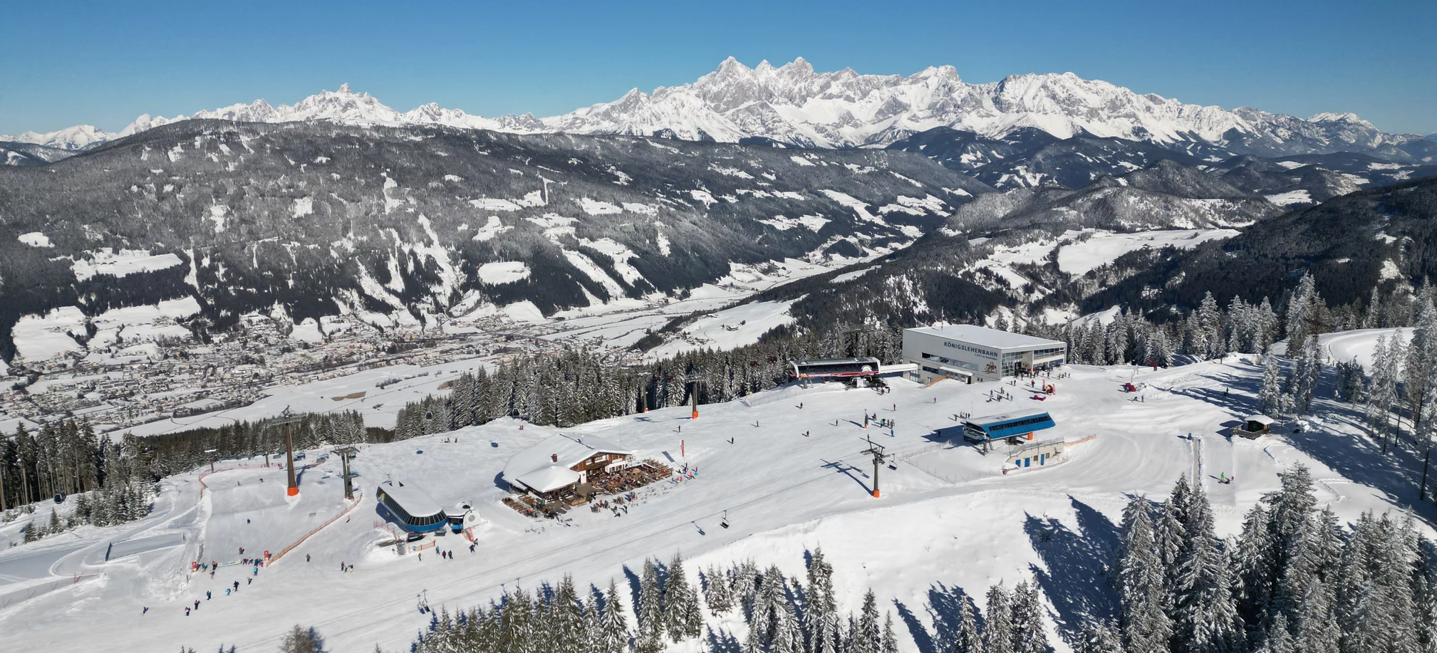 Radstadt Altenmarkt in Austria - a view from the top of a ski slope.