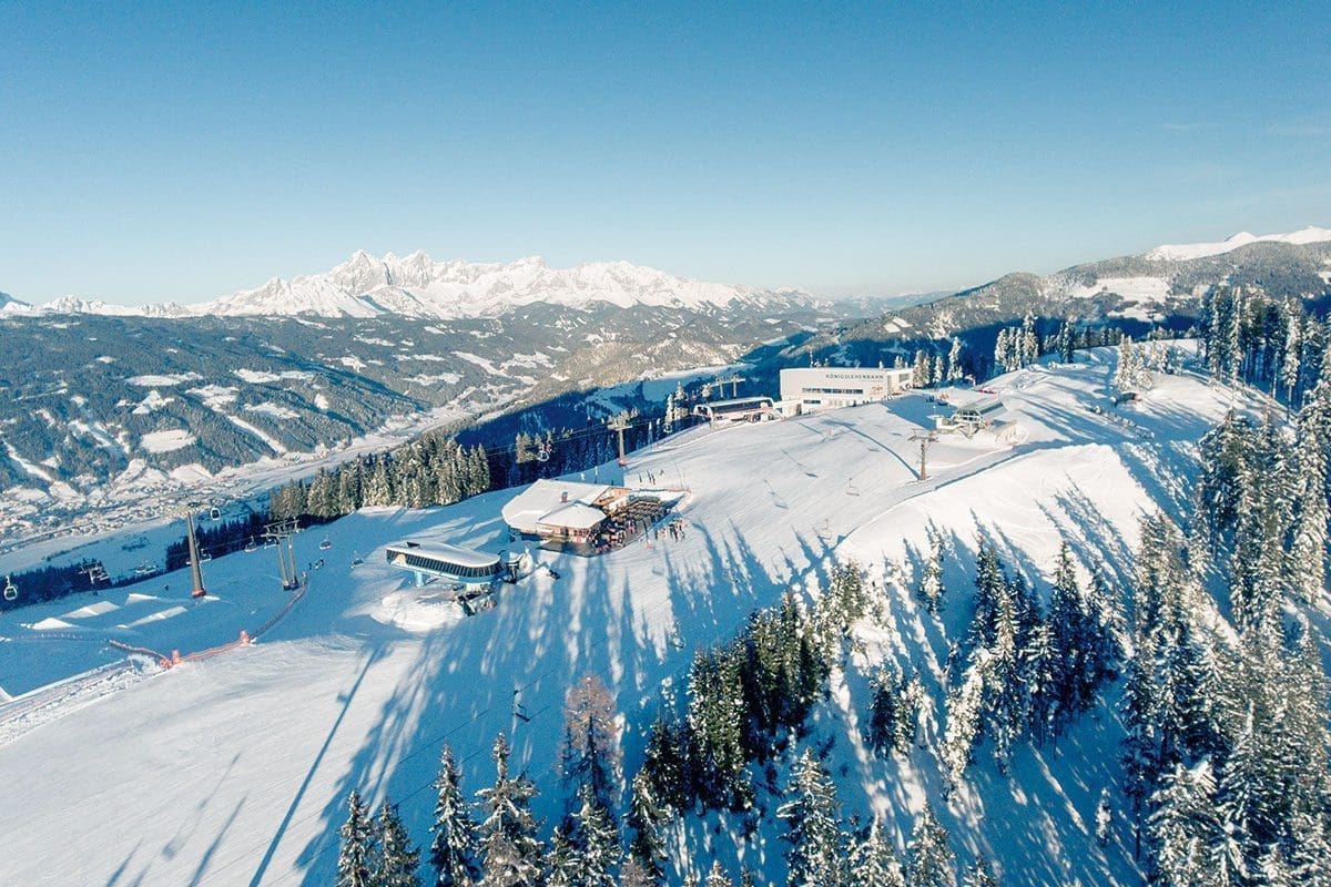 Radstadt Altenmarkt in Austria - a view from the top of a ski slope.