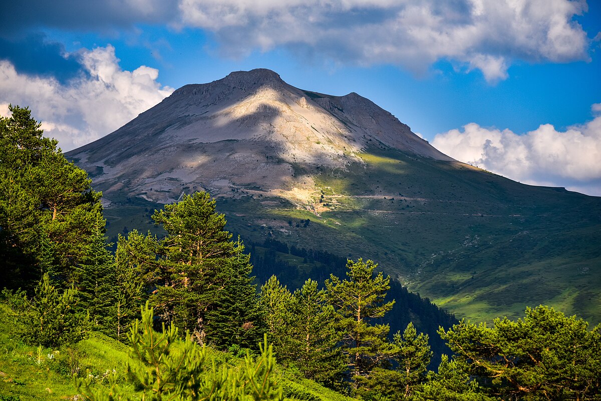 Yıldıztepe in Turkey - a mountain with trees and clouds in the background.