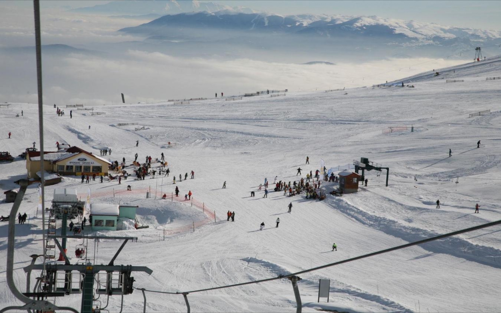 Voras – Kaimaktsalan in Greece - white snow on the ground.