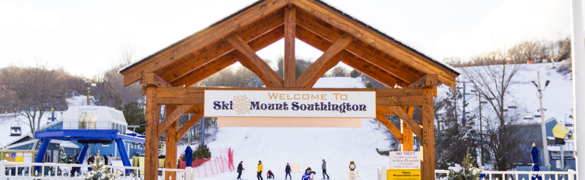 Mt Southington in USA - white snow on the ground.