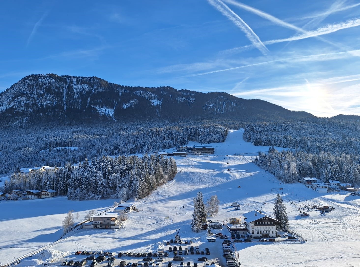 Schneeberglifte – Mitterland in Austria: a view of a ski resort in the mountains.
