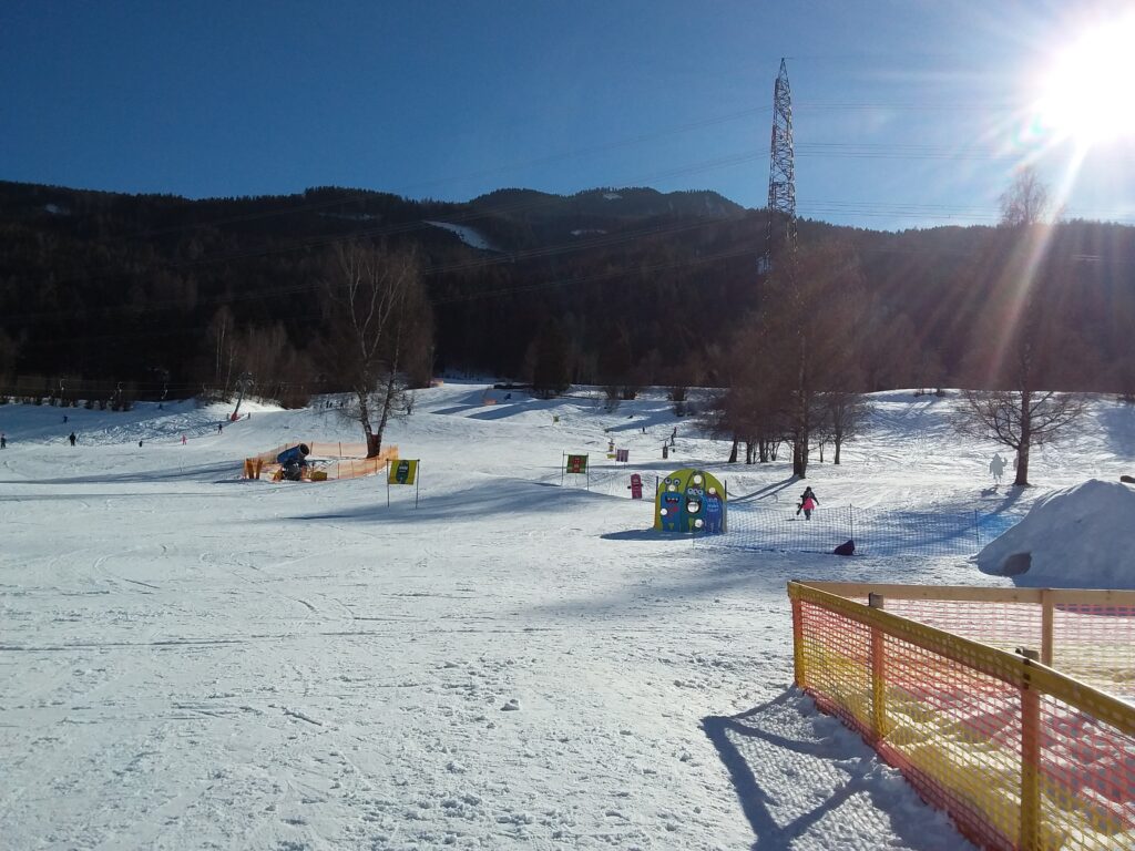 Archenstadel – Rinn in Austria - the sun is shining on the snow.