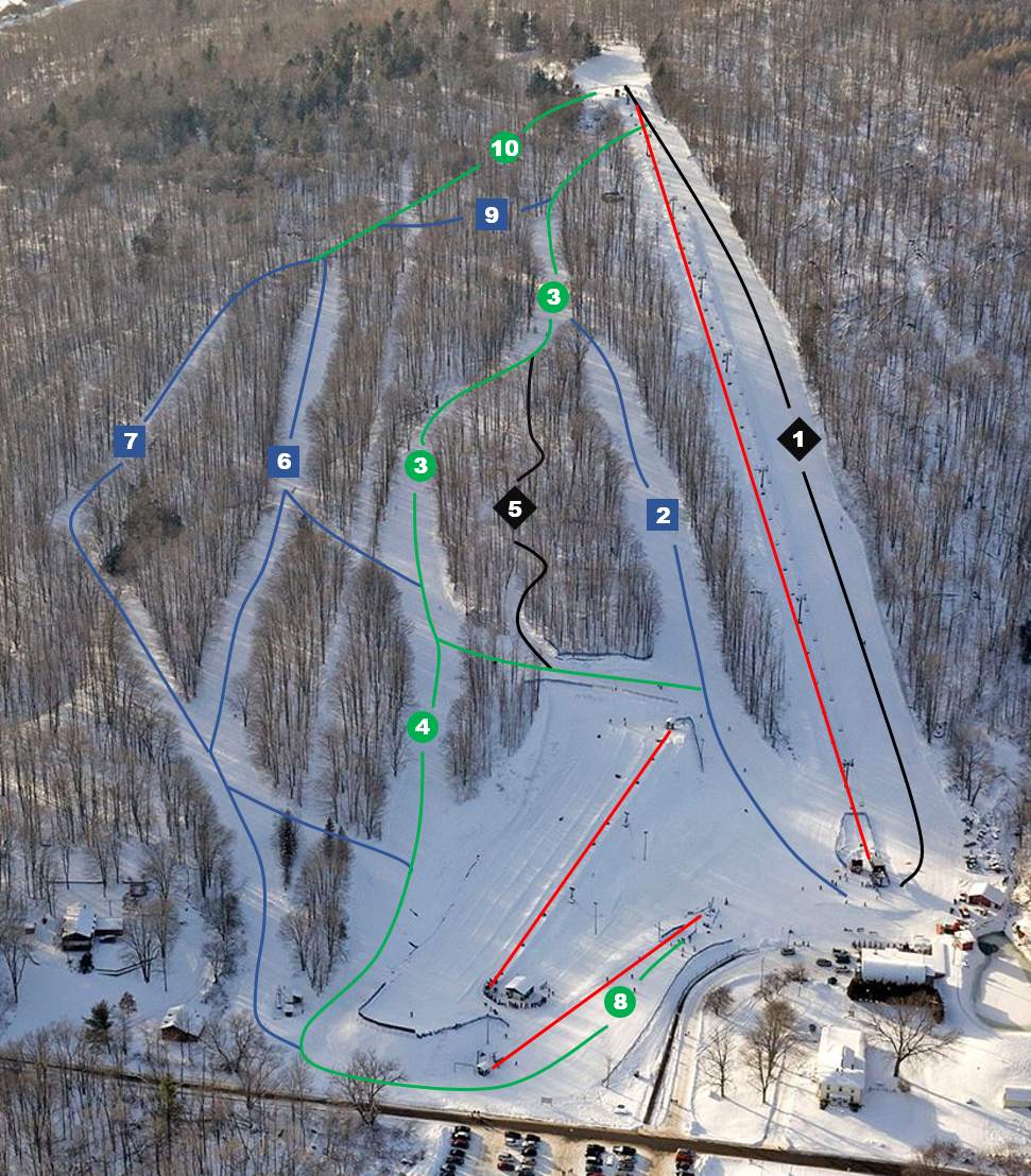 Mount Pleasant of Edinboro in USA - a ski area with a lot of snow on it.