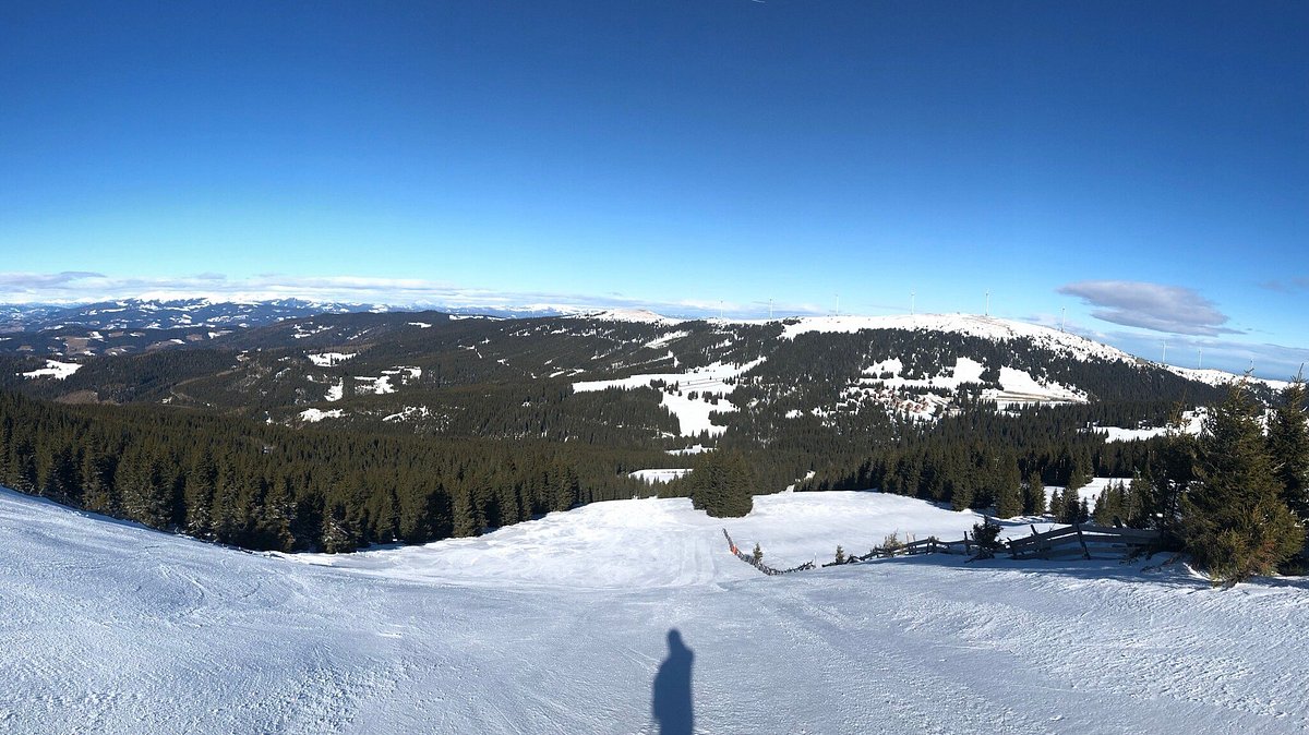 Weinebene in Austria - a view of the mountains from a ski slope.