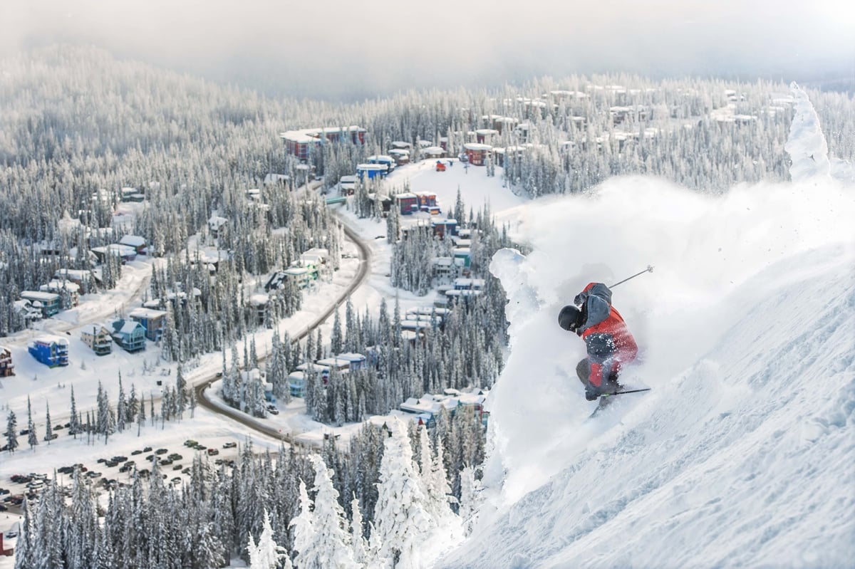 Silver Star in Canada - a person skiing down the side of a mountain.
