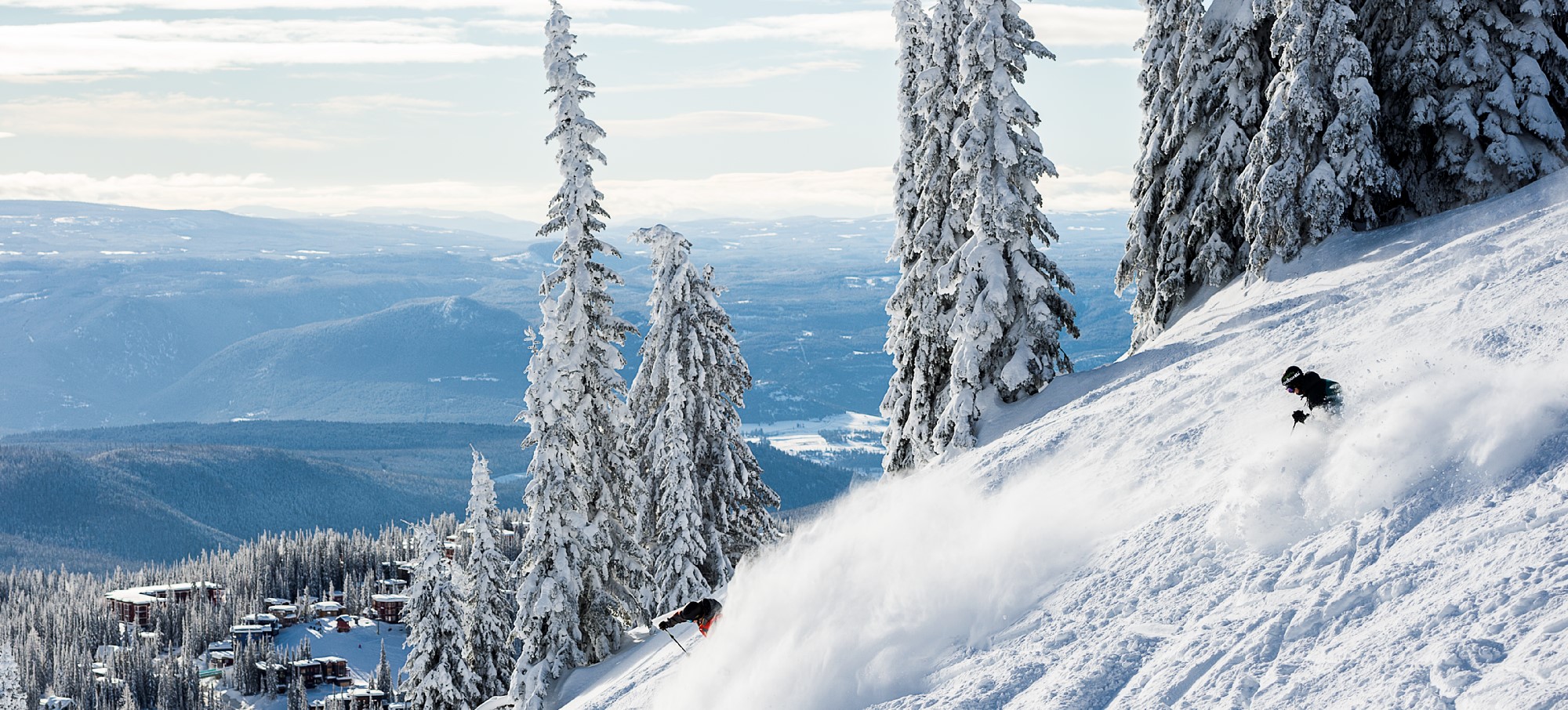 Silver Star in Canada - a person riding a snowboard down a snowy slope.