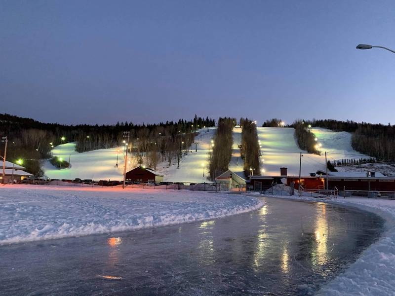 La Tuque in Canada - a snow covered ski slope at night.