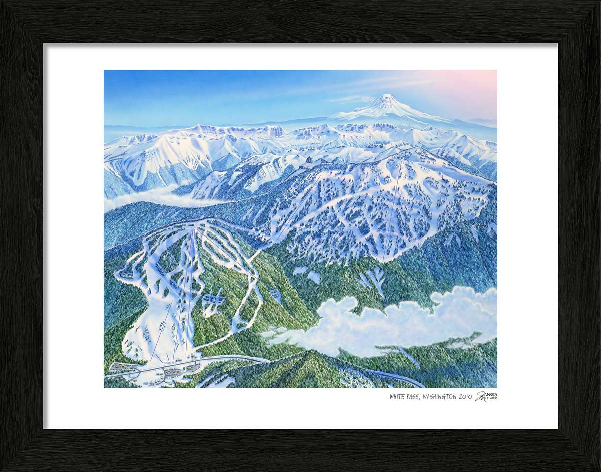 Galtuer – Silvapark in Austria - a painting of a ski slope in the mountains.