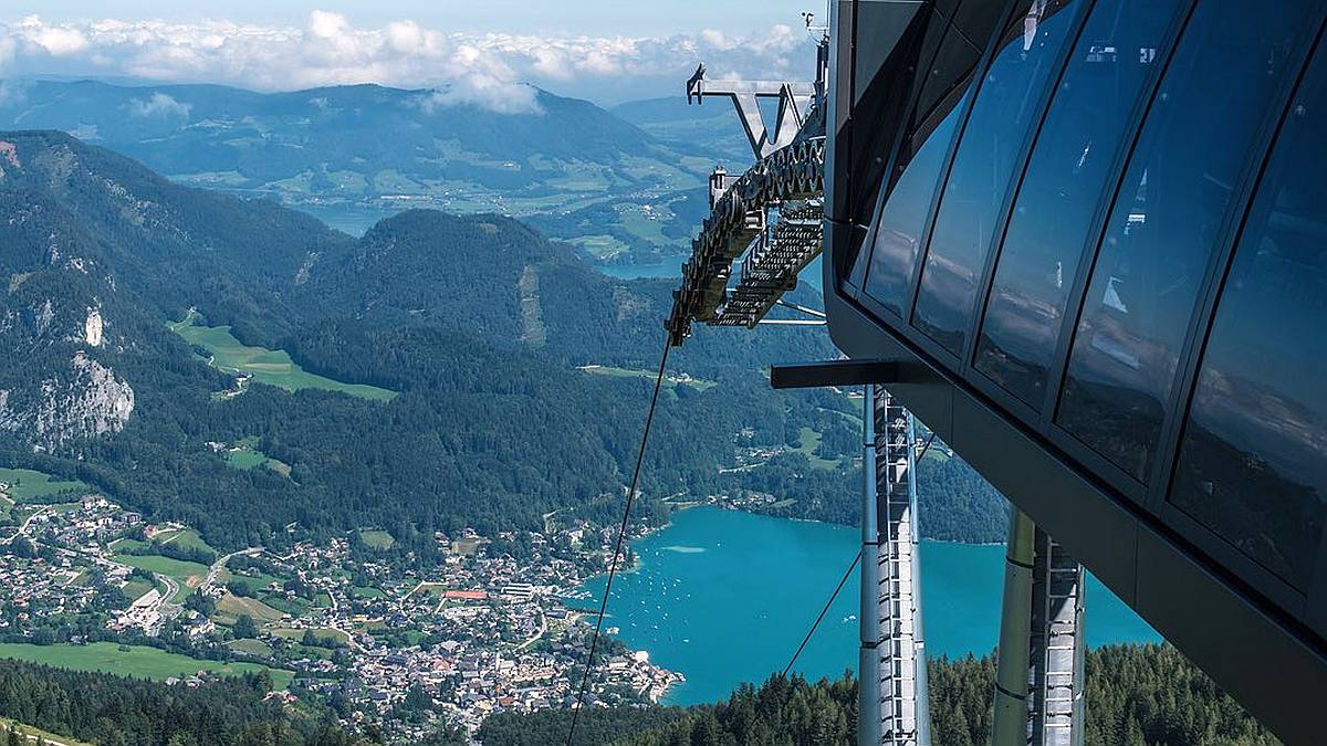 Zwölferhorn-Seilbahn Ges.m.b.H. in Austria - a view from the top of a mountain.