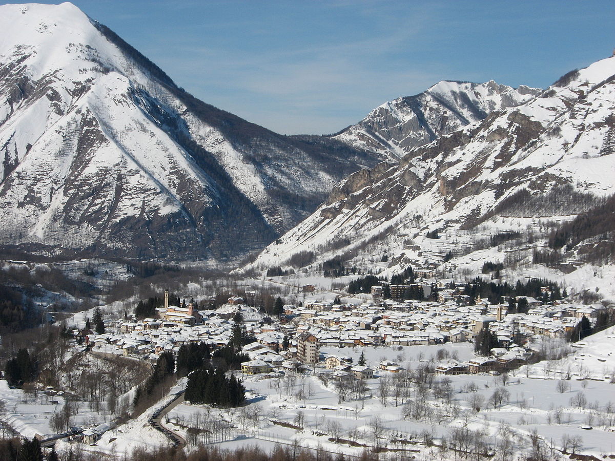 Entracque in Italy - a view of a small town in the mountains.