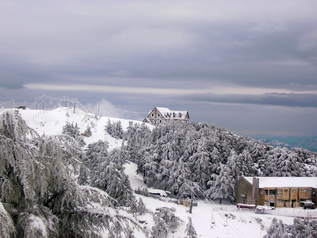 Chréa in Algeria - a view of the mountains covered in snow.